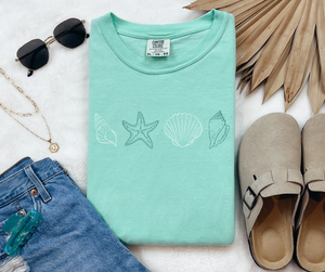Sea Shells Shirt, Ocean Shirt, Shell Shirt, Starfish Shirt (1717)