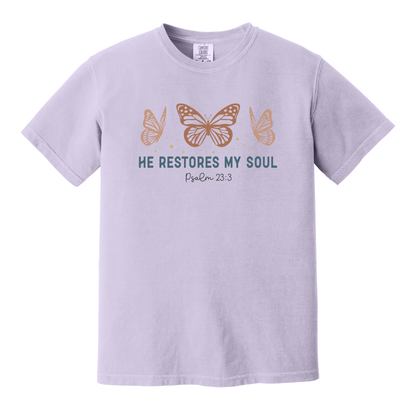 He Restores My Soul Shirt, Christian Shirt, Faith Shirt, Jesus Shirt, Butterflies Shirt