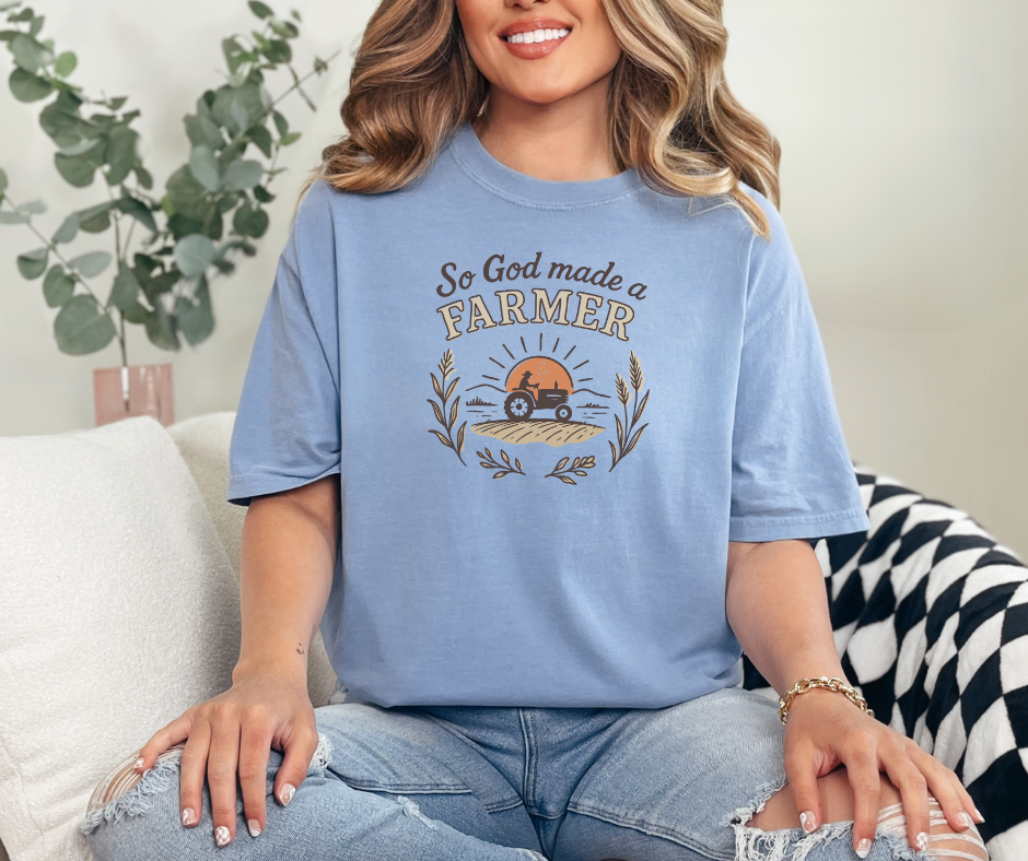So God Made A Farmer Shirt, Farm Shirt, Christian Shirt, Women's Shirt (1717)