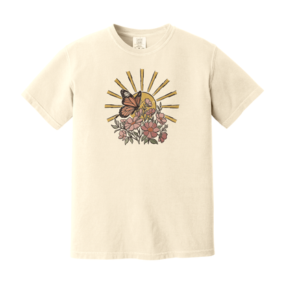 Butterfly Shirt, Floral Shirt, Spring Shirt, Sunshine Shirt (1717)