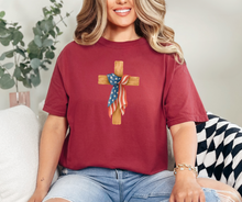Cross with American Flag Shirt, Patriotic Shirt, Christian Shirt, Women's Shirt (1717)