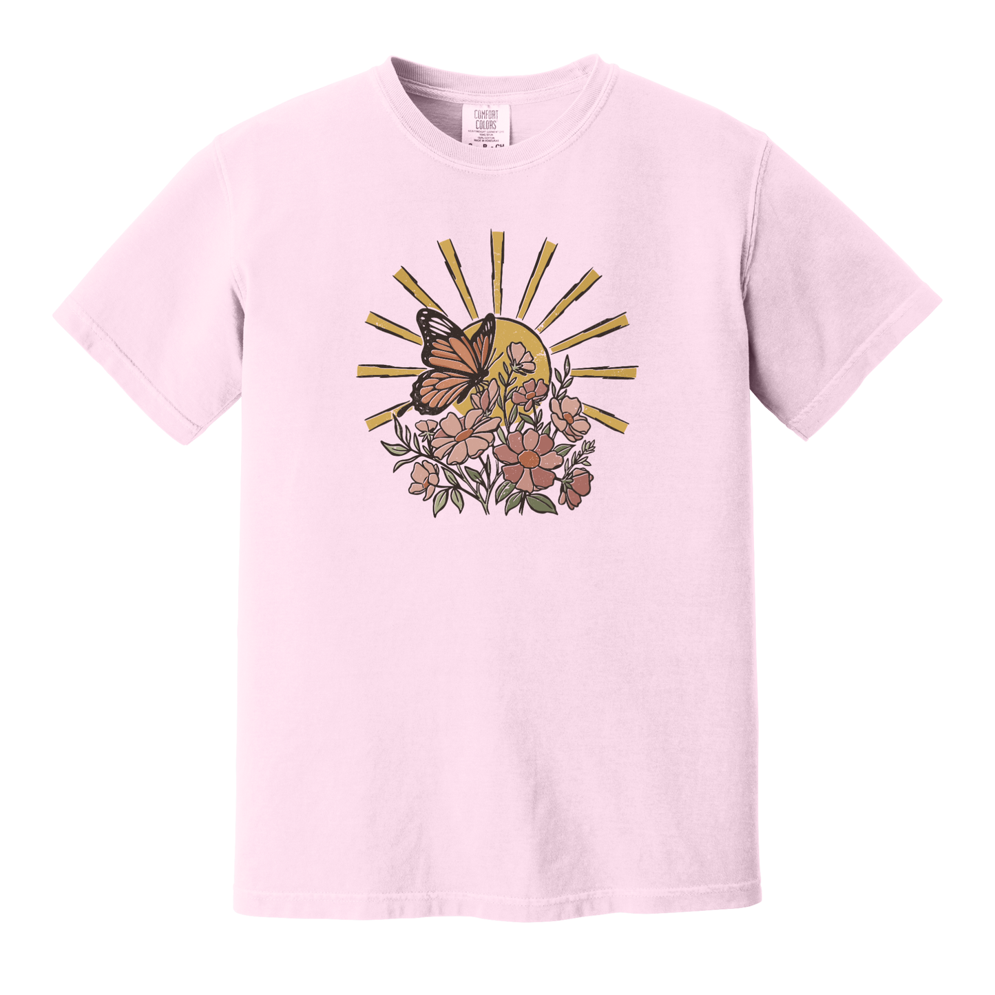 Butterfly Shirt, Floral Shirt, Spring Shirt, Sunshine Shirt (1717)