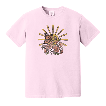 Butterfly Shirt, Floral Shirt, Spring Shirt, Sunshine Shirt (1717)