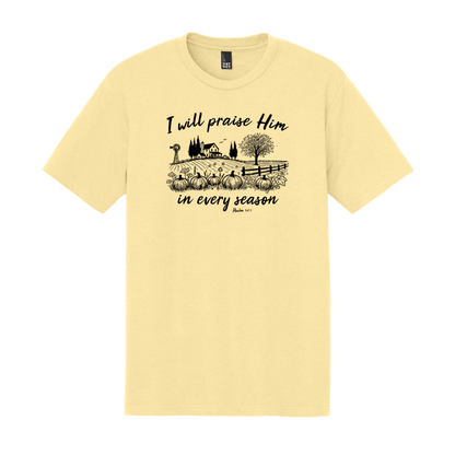 I Will Praise Him in Every Season, Christian Shirt, Faith Shirt, Fall Shirt, Autumn Shirt, Pumpkin Shirt (DM130)
