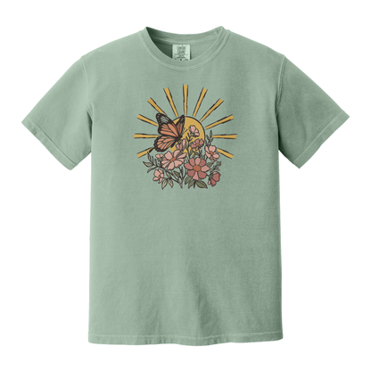 Butterfly Shirt, Floral Shirt, Spring Shirt, Sunshine Shirt (1717)
