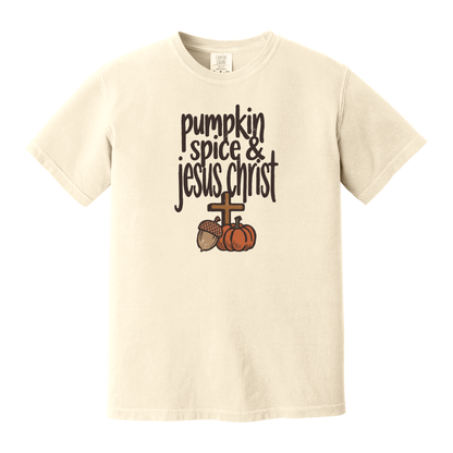 Pumpkin Spice & Jesus Christ Comfort Colors Shirt, Fall, Christian, Jesus, Pumpkin, Autumn