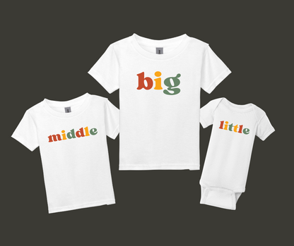 Big Sibling Shirt, Middle Sibling Shirt, Little Sibling Shirt, Kids Shirt, Siblings Shirt, Sister, Brother