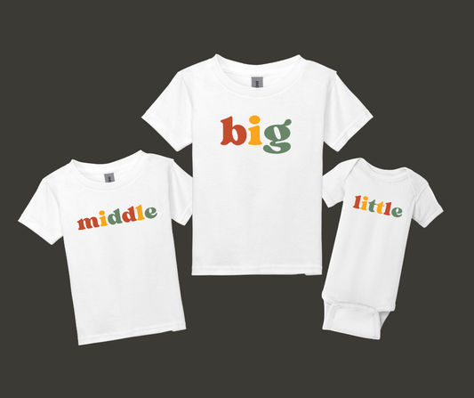 Big Sibling Shirt, Middle Sibling Shirt, Little Sibling Shirt, Kids Shirt, Siblings Shirt, Sister, Brother