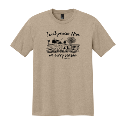 I Will Praise Him in Every Season, Christian Shirt, Faith Shirt, Fall Shirt, Autumn Shirt, Pumpkin Shirt (DM130)