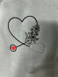 Nurse Stethoscope Embroidered Crewneck (ready to ship)