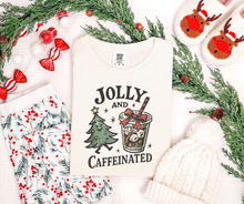 Jolly and Caffeinated Shirt, Christmas Shirt, Coffee Shirt, Iced Coffee Shirt (1717)