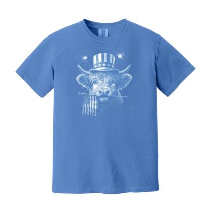 Highland Cow Shirt, American Cow Shirt, 4th of July Shirt, Patriotic Shirt, USA Shirt