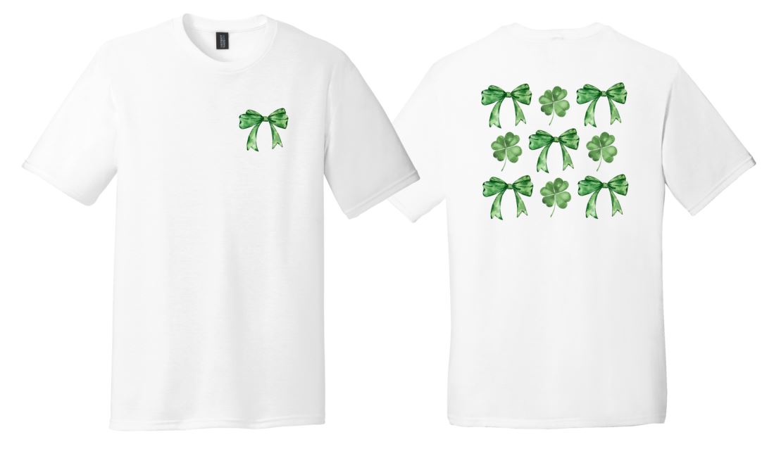 Coquette Bow and Shamrock St. Patrick's Day - Shirt