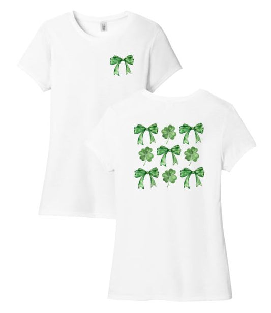 Coquette Bow and Shamrock St. Patrick's Day - Shirt