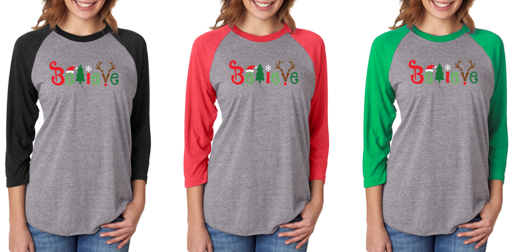 Believe Tri-Blend Short Sleeve, Long Sleeve or 3/4 Sleeve T-Shirt