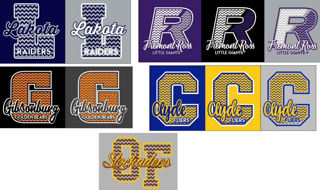 Local School Fanwear Chevron Design- Soft Short Sleeve Tee