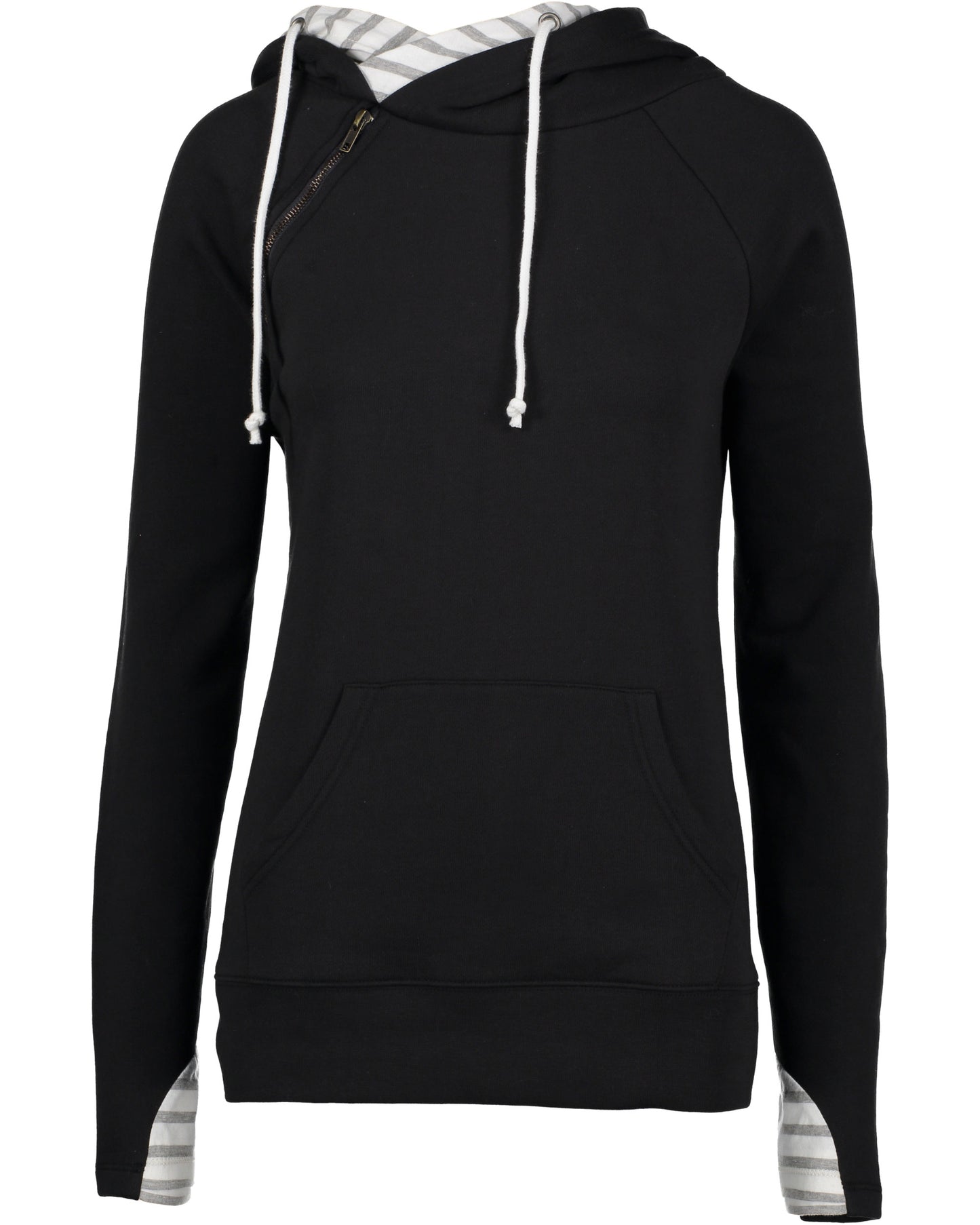 Ladies Stripe Double Hood Pullover
