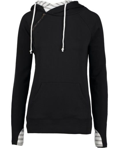 Ladies Stripe Double Hood Pullover