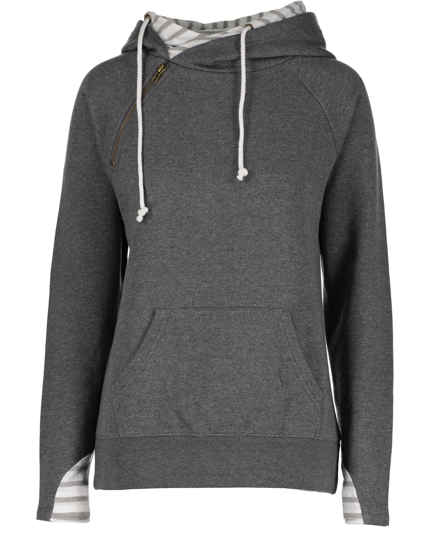 Ladies Stripe Double Hood Pullover