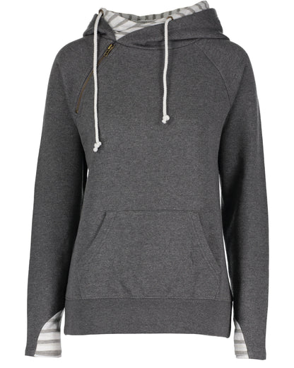 Ladies Stripe Double Hood Pullover