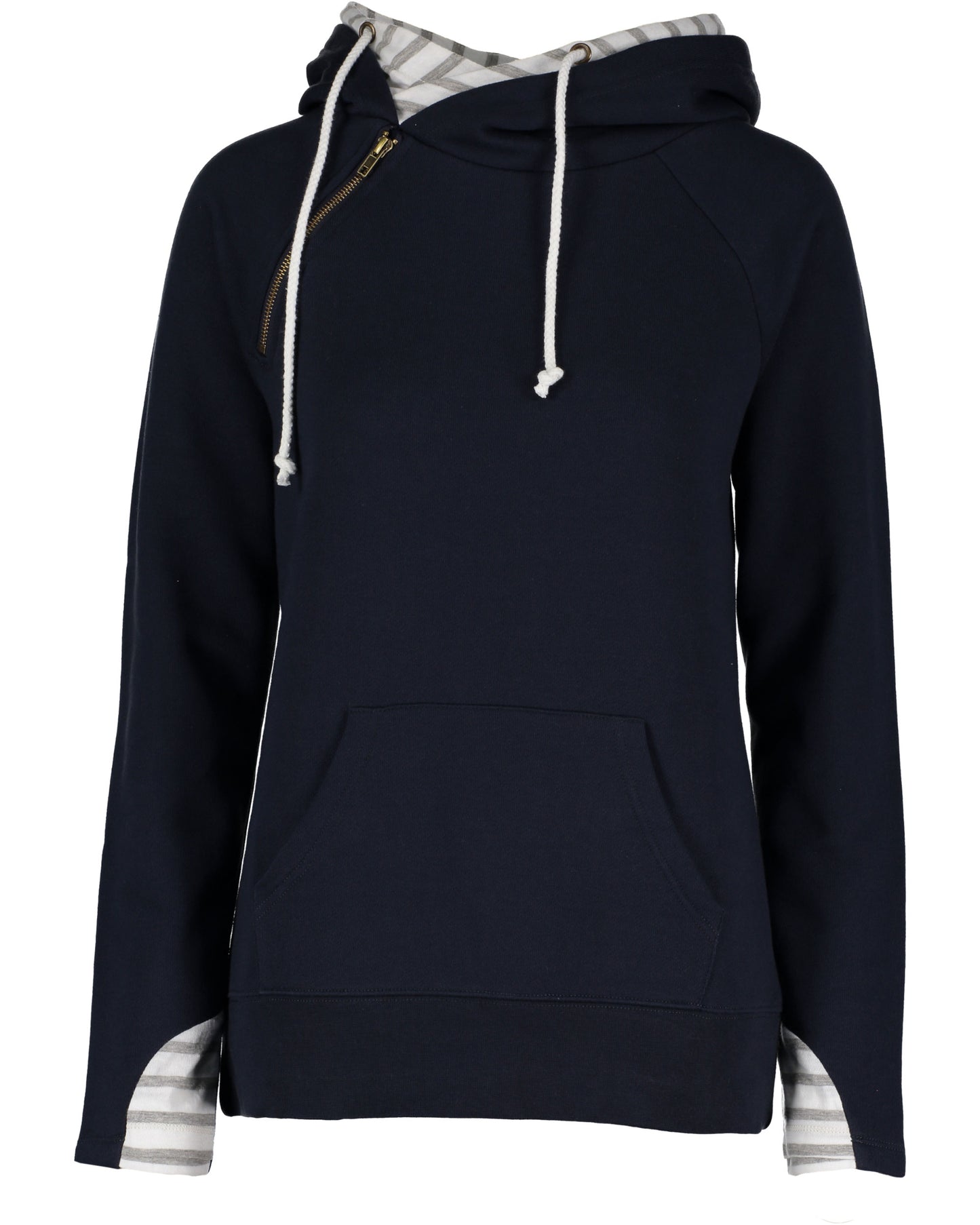 Ladies Stripe Double Hood Pullover