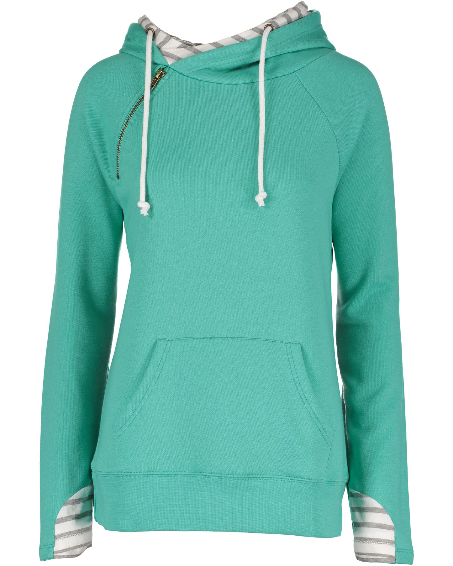 Ladies Stripe Double Hood Pullover