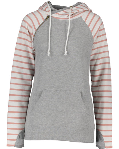 Ladies Stripe Double Hood Pullover