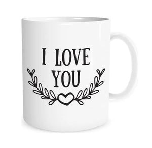 I Love You Mug (heart and laurel)