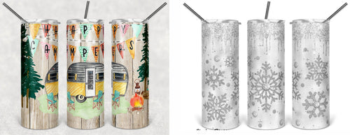 20 Skinny Straight Tumbler- Happy Camper or Winter Sparkle