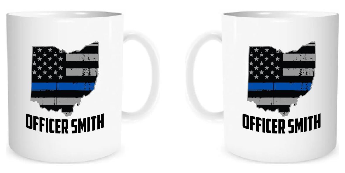 State of Ohio American Flag Thin Line Coffee Mug