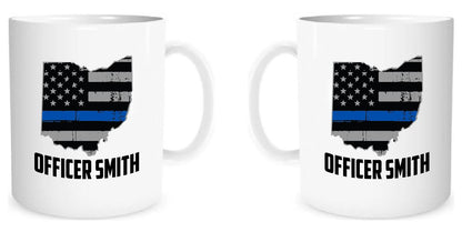 State of Ohio American Flag Thin Line Coffee Mug