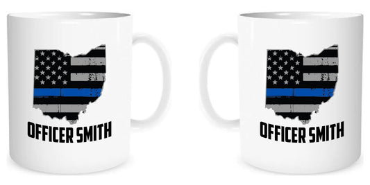 State of Ohio American Flag Thin Line Coffee Mug