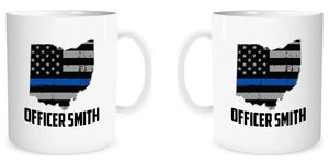State of Ohio American Flag Thin Line Coffee Mug