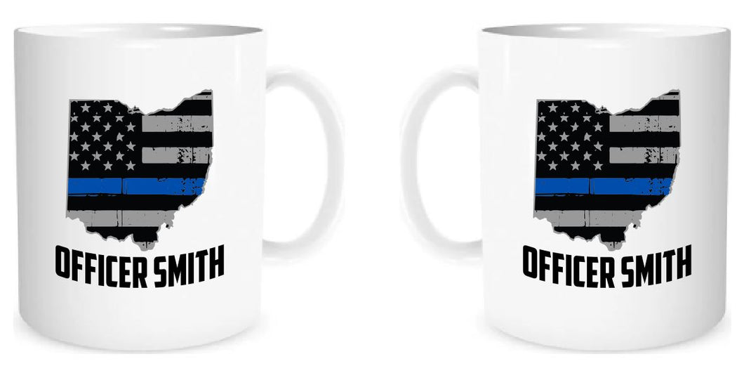 State of Ohio American Flag Thin Line Coffee Mug