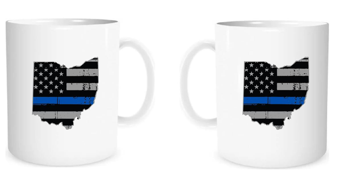 State of Ohio American Flag Thin Line Coffee Mug