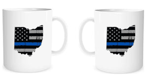 State of Ohio American Flag Thin Line Coffee Mug