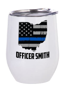 State of Ohio American Flag Thin Line Stemless Wine Tumbler