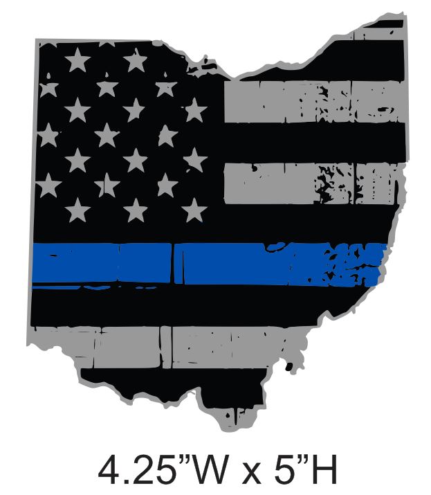 State of Ohio American Flag Thin Line Decals