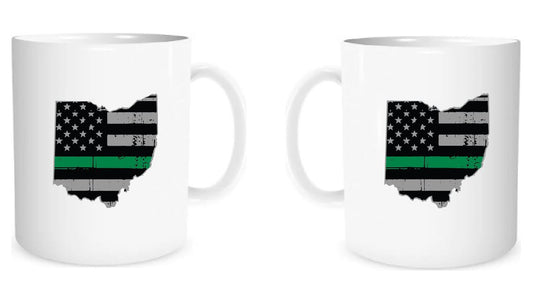 State of Ohio American Flag Thin Line Coffee Mug