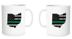 State of Ohio American Flag Thin Line Coffee Mug