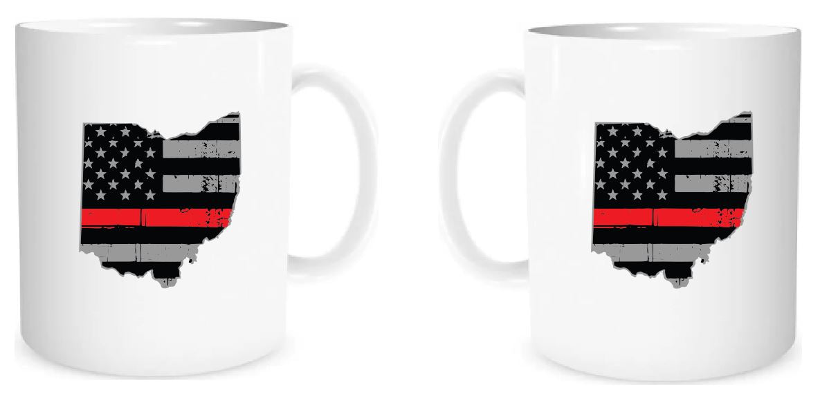 State of Ohio American Flag Thin Line Coffee Mug