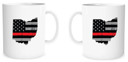 State of Ohio American Flag Thin Line Coffee Mug