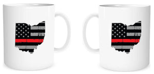 State of Ohio American Flag Thin Line Coffee Mug