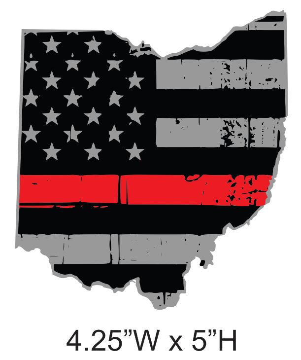 State of Ohio American Flag Thin Line Decals