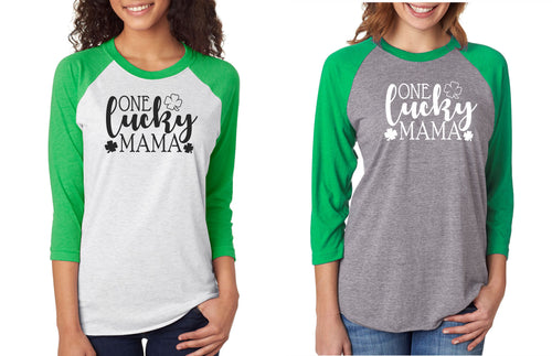 Triblend 3/4-Sleeve Raglan “One Lucky Mama”