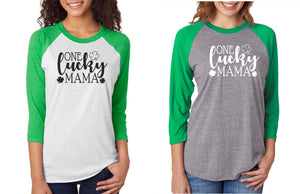 Triblend 3/4-Sleeve Raglan “One Lucky Mama”