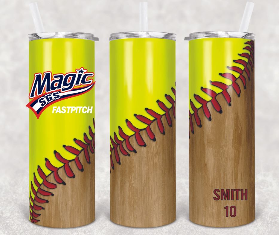 9U Magic Fastpitch 20 Skinny Straight Tumbler- Softball Laces