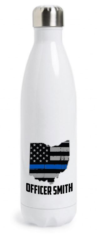 State of Ohio American Flag Thin Line Tapered Water Bottle