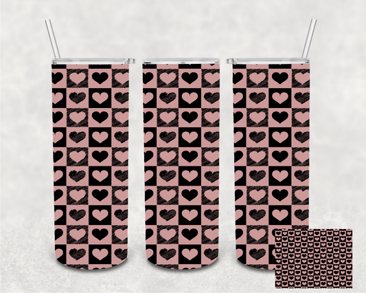 20 Skinny Straight Tumbler- Tic Tac Toe Hearts