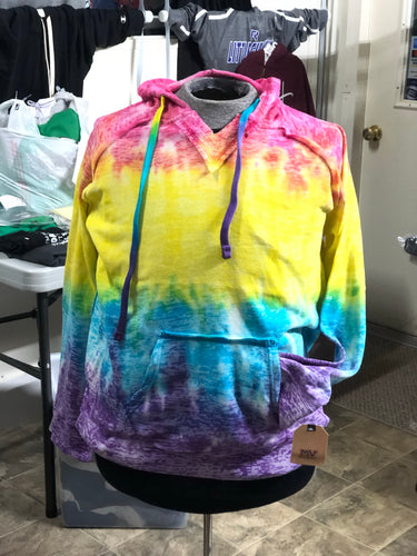 Women’s Courtney Burnout V-Notch Hooded Sweatshirt, Tie Dye Hooded Sweatshirt, Women's Sweatshirt
